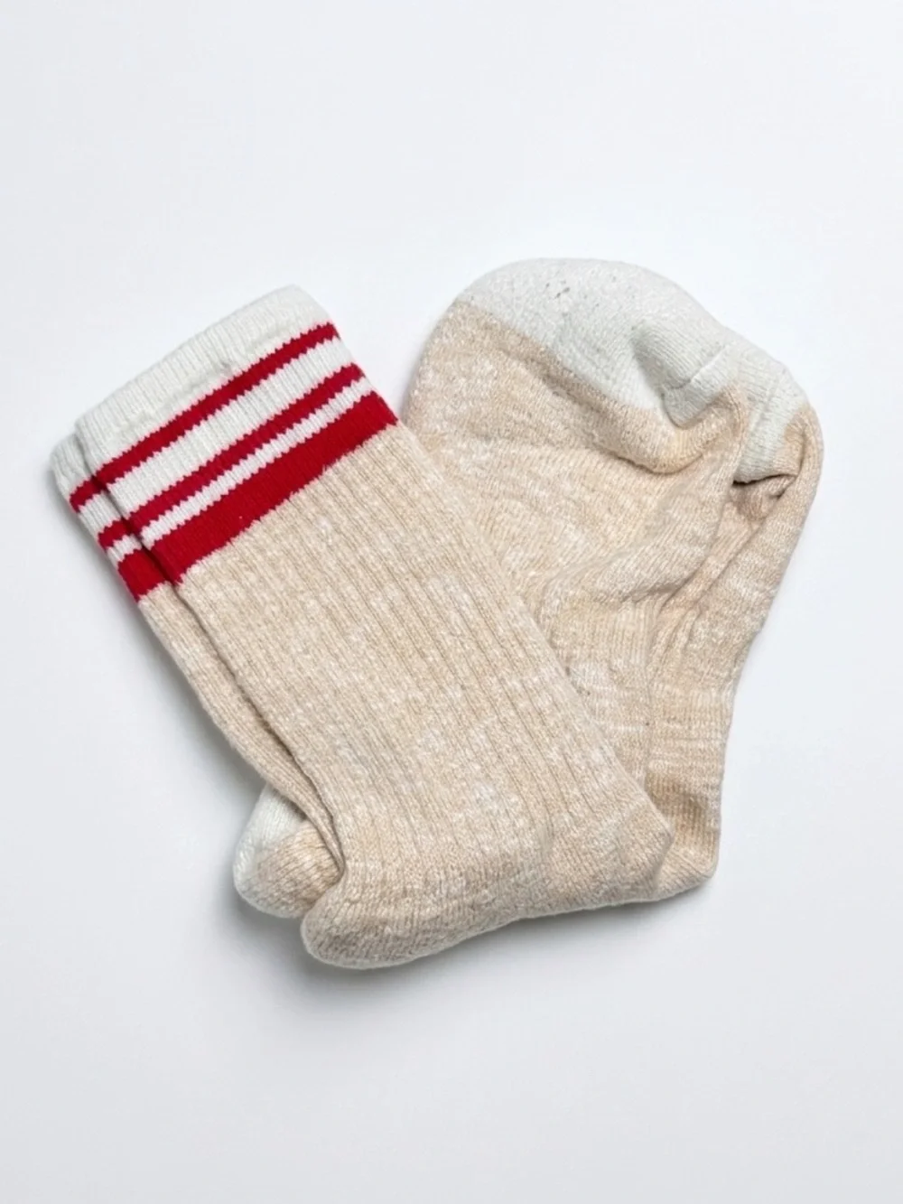 OSFM Ivy Ellis The Torrisdale Crew Socks Vintage Sport Ribbed Cotton Red & Cream